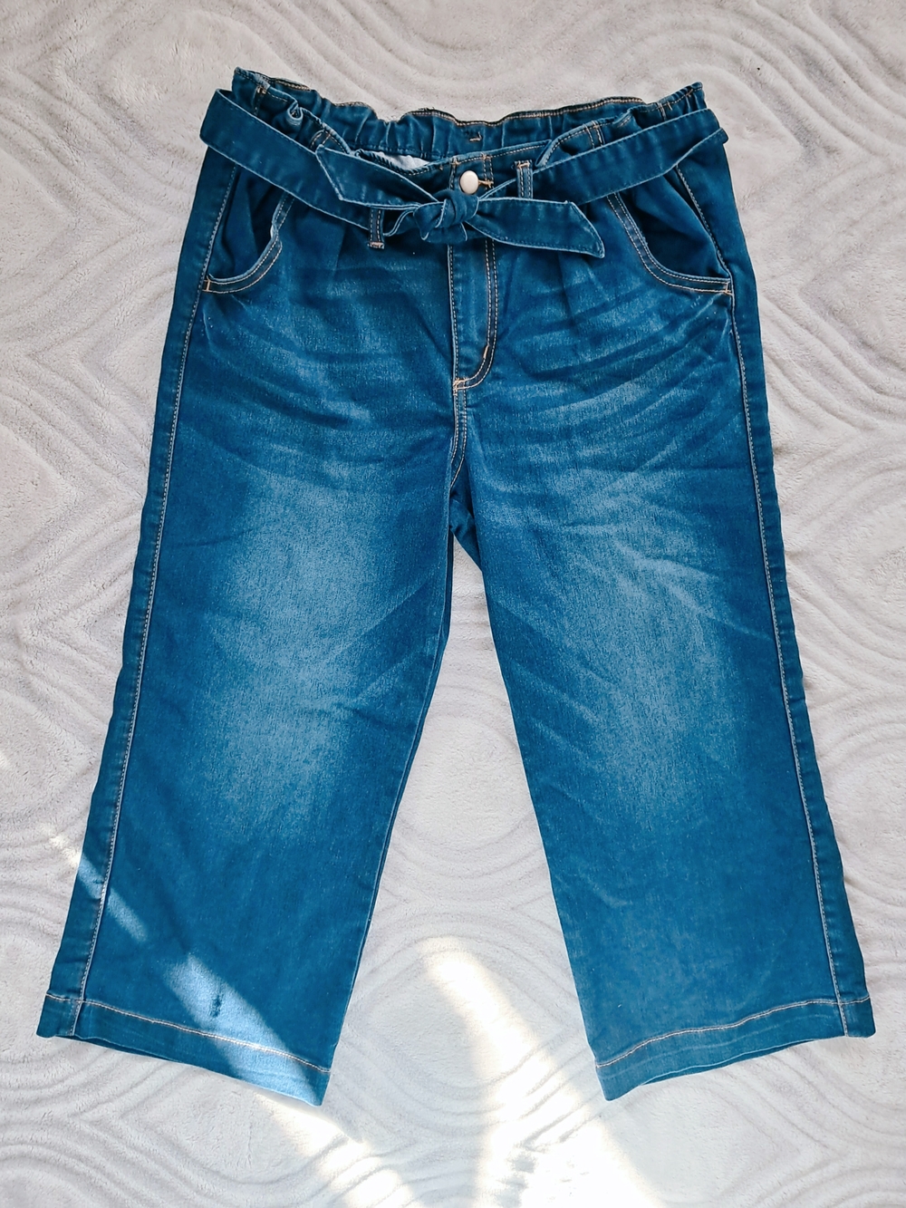 wonder nation Paperbag Waist Capri Jeans with Tie Belt